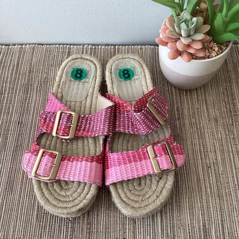 Haute Hippe Nikki Sandal- Pink Double Strap Gold Hardware Designer Shoe Size 8